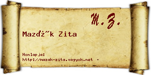 Mazák Zita névjegykártya